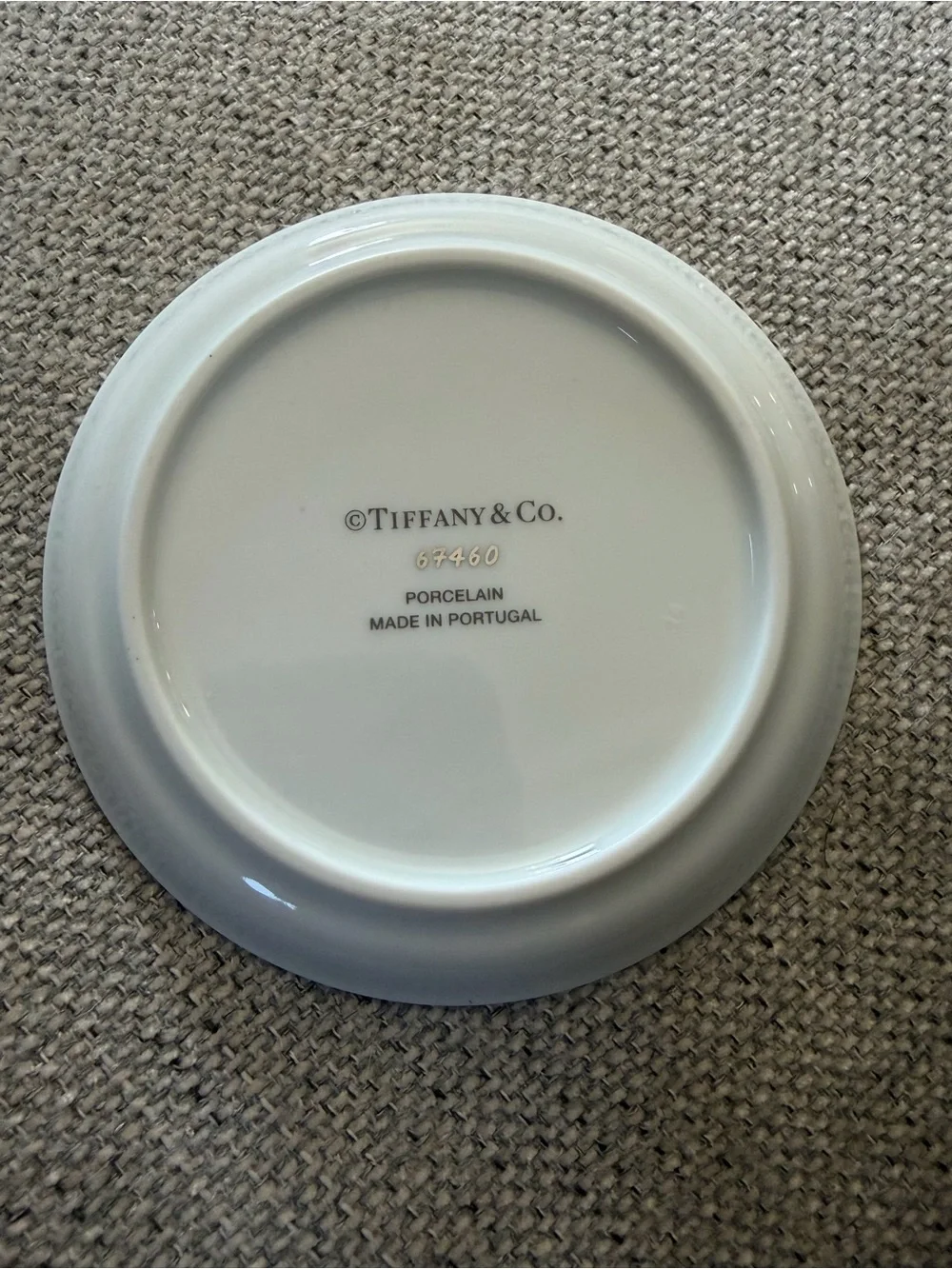 Tiffany & Co. Porcelain Trinket Dish with Turquoise Awnings